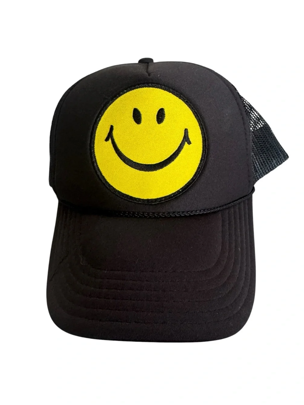 Aviator Nation Smiley Vintage Trucker Hat in black NWOT